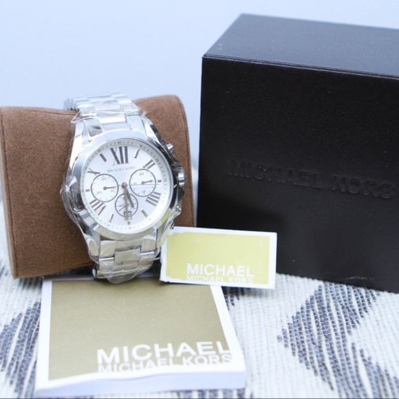 NWT Authentic Michael Kors Bradshaw Silver Watch - Picture 1 of 7